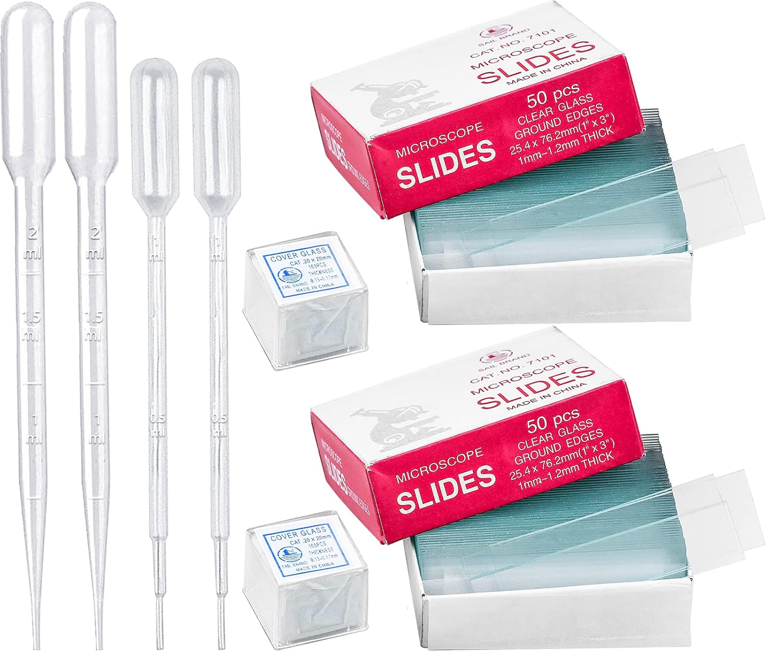 Blank Microscope Slides and Cover Slips, 100 Pcs Precleaned Slides and