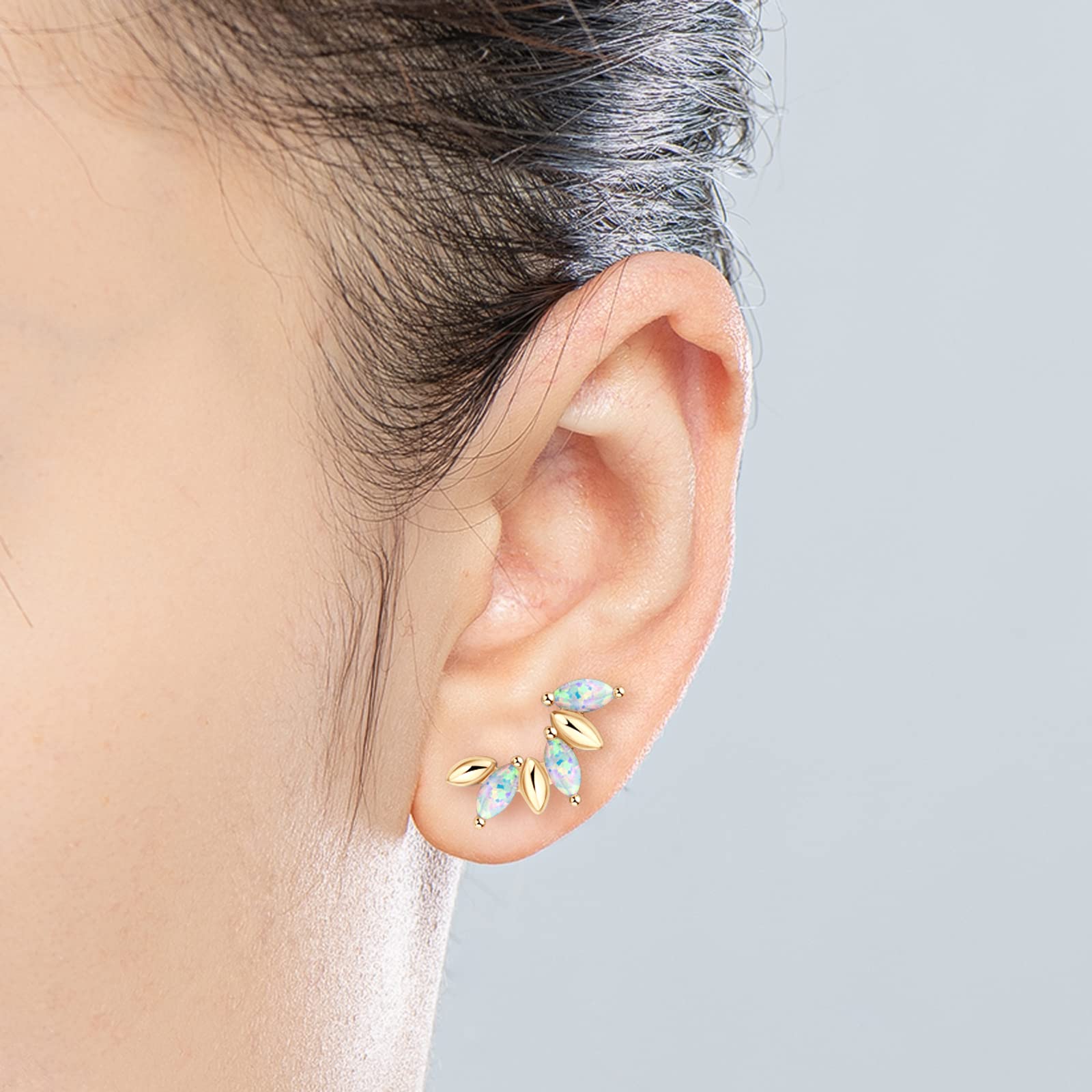 Opal-Ohrstecker für Damen, Sterlingsilber, hypoallergen, Opal-Ohrring im Marquise-Schliff, Schmuck mit Geburtsstein Oktober, Geschenke zum Geburtstag, Weihnachten, Geschenk für Mutter, Ehefrau