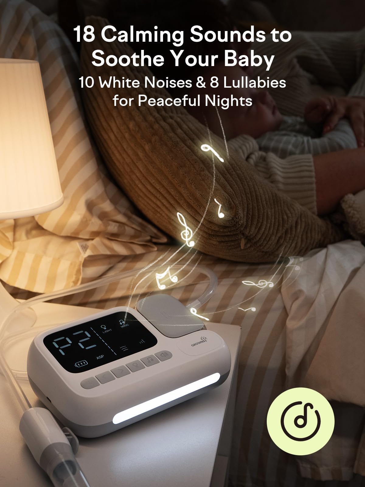 GROWNSY Aspirador nasal eléctrico para bebé, succión de nariz de bebé con succión de grado hospitalario, modo de impulso de un solo toque, cámara de colección grande de 70 ml, sistema calmante