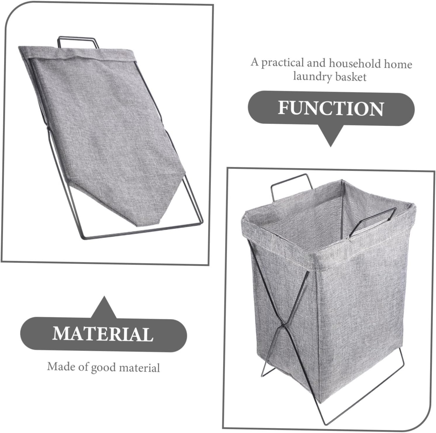 Foldable Laundry Hamper with Handles Small Gray Fabric Clothes Basket Bedroom Organizer Multipurpose Storage for Clothes Towels and Blankets Frame for Home Use