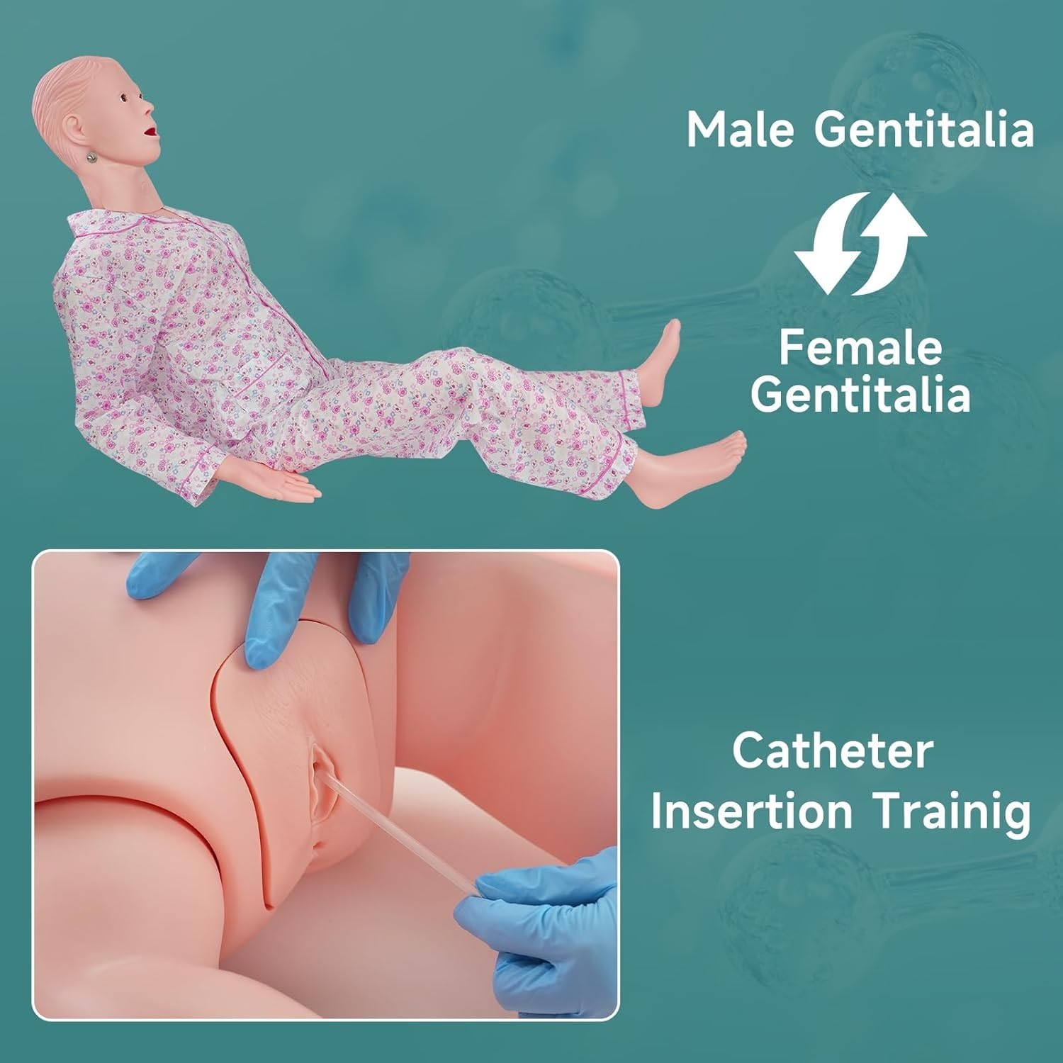 Simulador de cuidado corporal, maniquí de entrenamiento de enfermería, modelos de anatomía humana de demostración de tamaño real, modelo de enseñanza de educación multifuncional para enseñar y