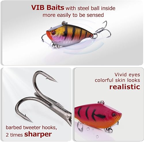 Miniatura 3 de Fishing Lures Set Hard Sinking Fishing Lures with Tackle Box for Freshwater Saltwater Bass Trout Walleye Redfish