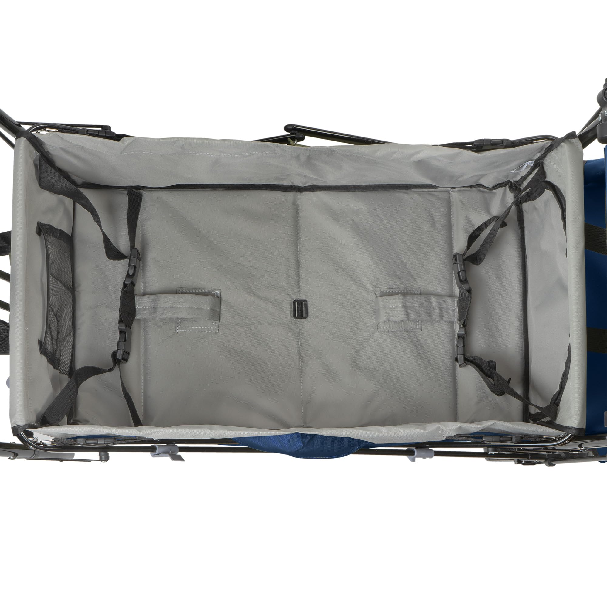 Zelsius Bollerwagen faltbar mit Dach | Blau/Grau | Transportwagen mit Gurtsystem | Handwagen, Klappbollerwagen, Gerätewagen | Faltbollerwagen klappbar, Gartenkarre mit Sonnendach, Transportkarre