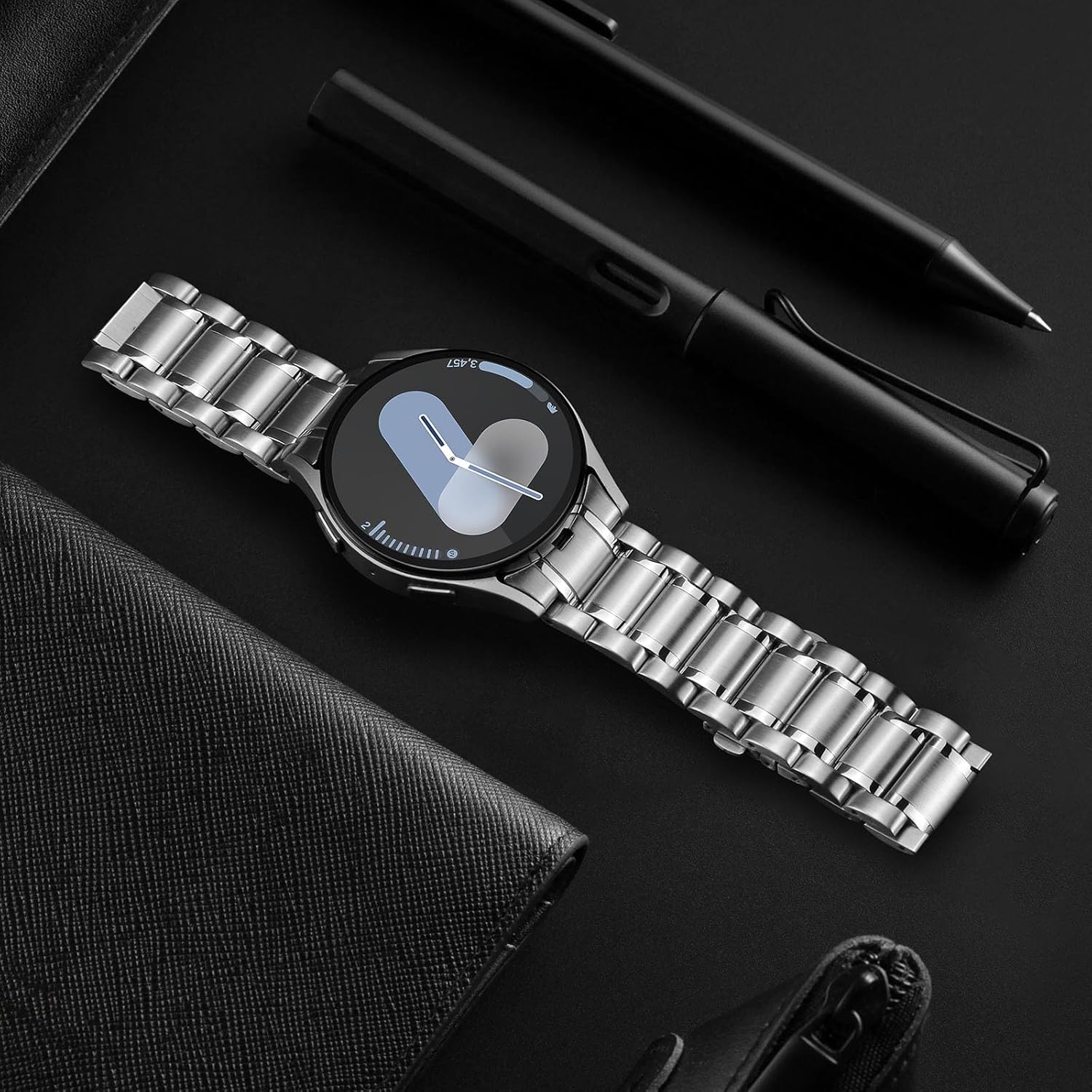 HITZEE Stainless Steel No Gap Bands Compatible with Samsung Galaxy Watch 7/6/5/4/FE Band 40/44mm/Watch 6 Classic 43/47mm/Watch 5 Pro, Samsung Watch Metal Band Strap Designed for Men/Women, Silver - Image 2