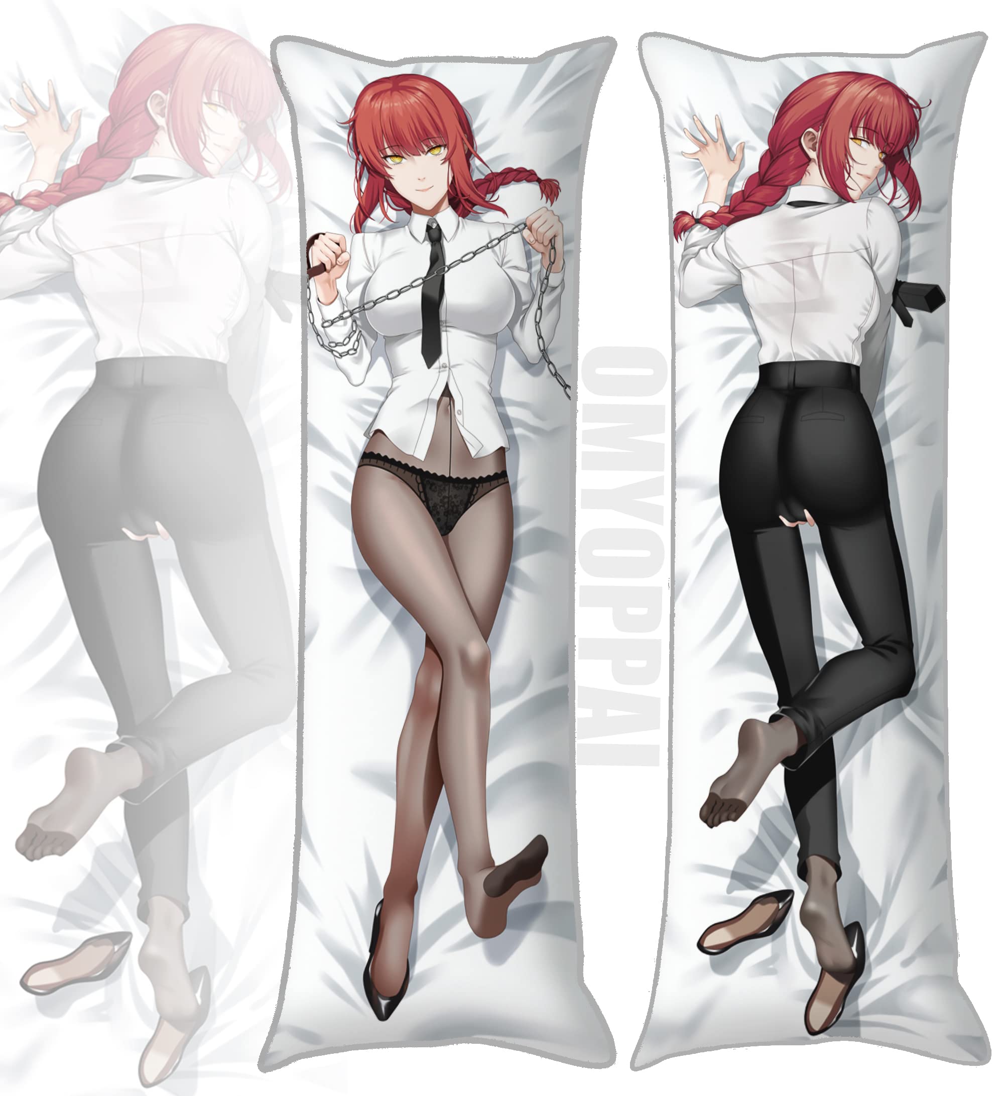 Japanese Anime Role Makima Hugging Body Pillow Case 19"x59" Comic Throw Body Pillow Cover for Otaku's Bedding Deco (Beige)