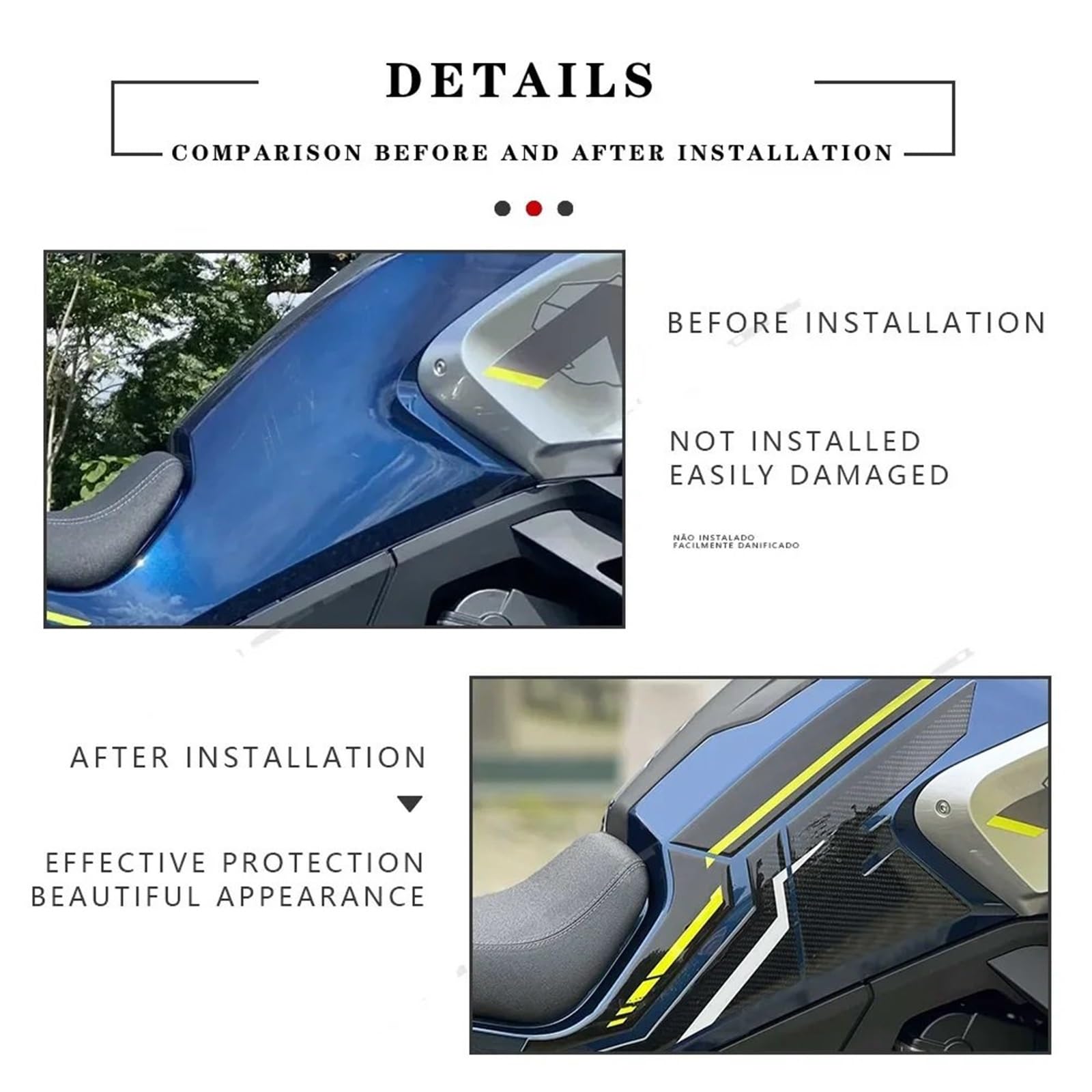 Paraserbatoio per Moto Kit di Adesivi in ​​Gel epossidico per Protezione Serbatoio Moto CF Moto 800MT, Adesivi Decorativi Impermeabili Serbatoio Moto Auto Adesivo(Side Tank Pads)