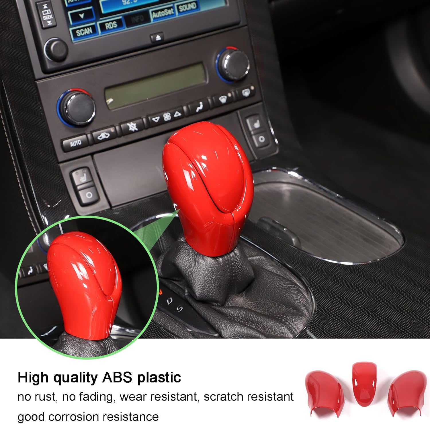 LLKUANG Car Shifter Gear Hand Brake Covers Compatible with Chevrolet Corvette C6 2005-2013,ABS Center Console Gear Shift Knob Head Protection Cover Interior Accessories,3PCS