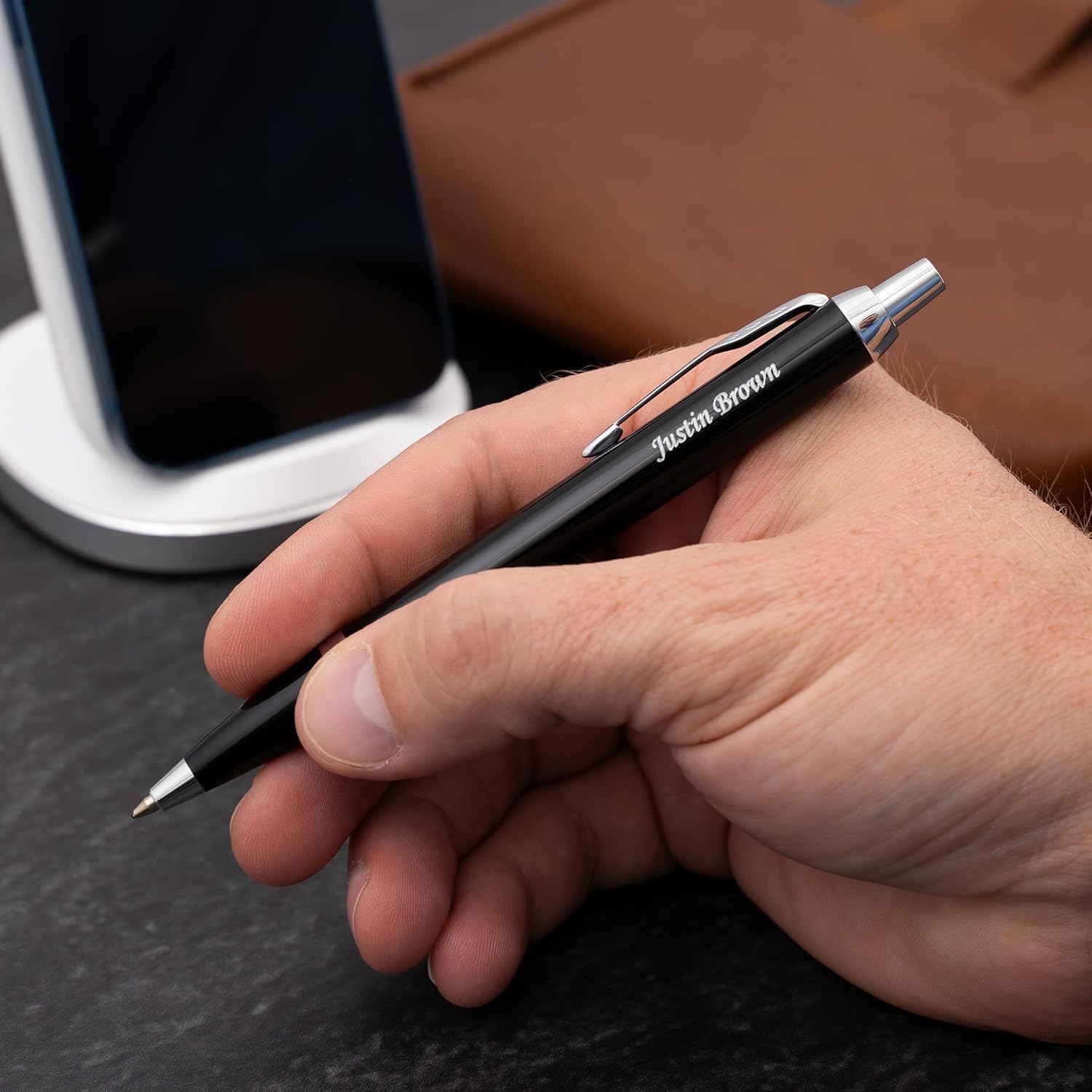 Engraved Parker IM Click-Action Ballpoint Pen in Black Lacquer with Chrome Trim. Personalized Professional Gift for Any Occasion with Custom Engraving