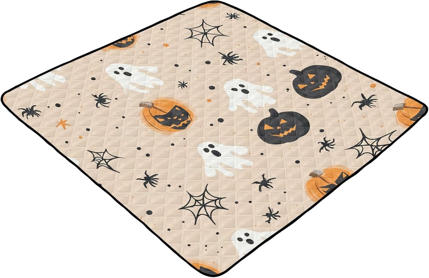 Halloween Pumpkins and Ghosts Baby Play Mat, 50“ X 50” Washable Folding Crawling Mat, Baby Floor Mat, Soft, Non-Slip