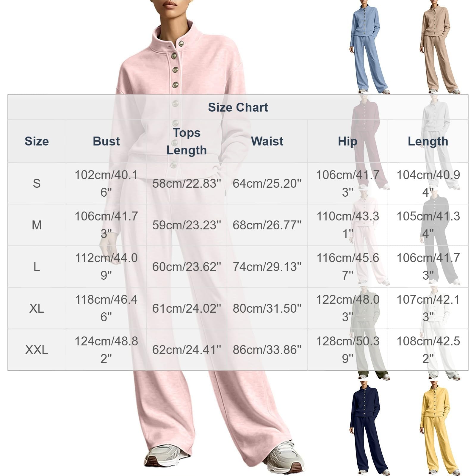 Set da 2 pezzi da donna autunno inverno sottile foderato in pile tute a maniche lunghe felpa con bottoni a gamba larga pantaloni jogger casual sciolto collo a lupetto tuta calda accogliente loungewear