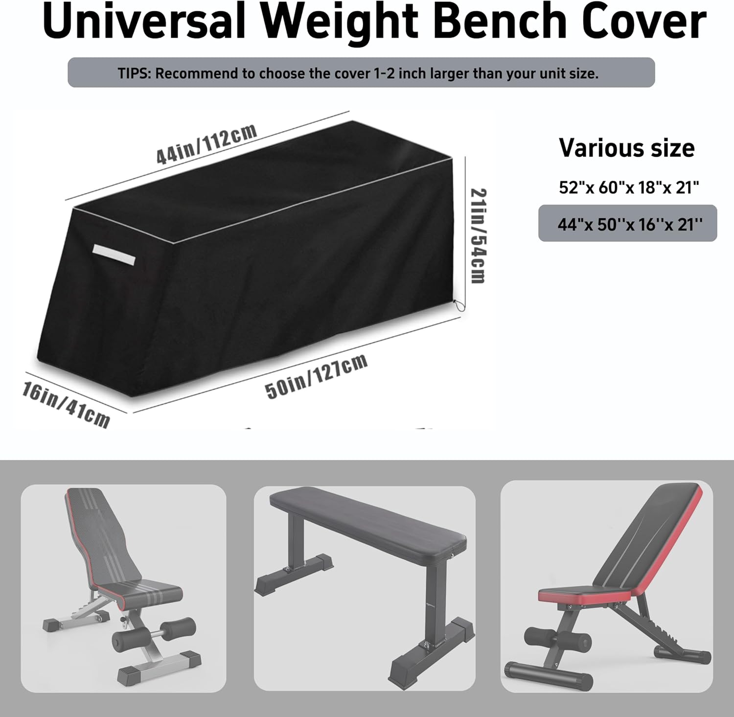 MBOOM Weight Bench Cover, Bottom Drawstring, 600D Oxford Waterproof Heavy Duty Adjustable Exercise Workout Bench Cover for Indoor and Outdoor Fitness Equipment