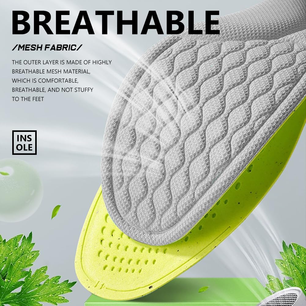 XINIFOOT 6 Pairs Anti Odour Shoe Insoles, Comfortable Replacement Shoe Insole Inserts, Foot Massage Breathable Shoe Soles Relief Insoles for Working Daily Use(Grey Men US 8-11) - Image 5