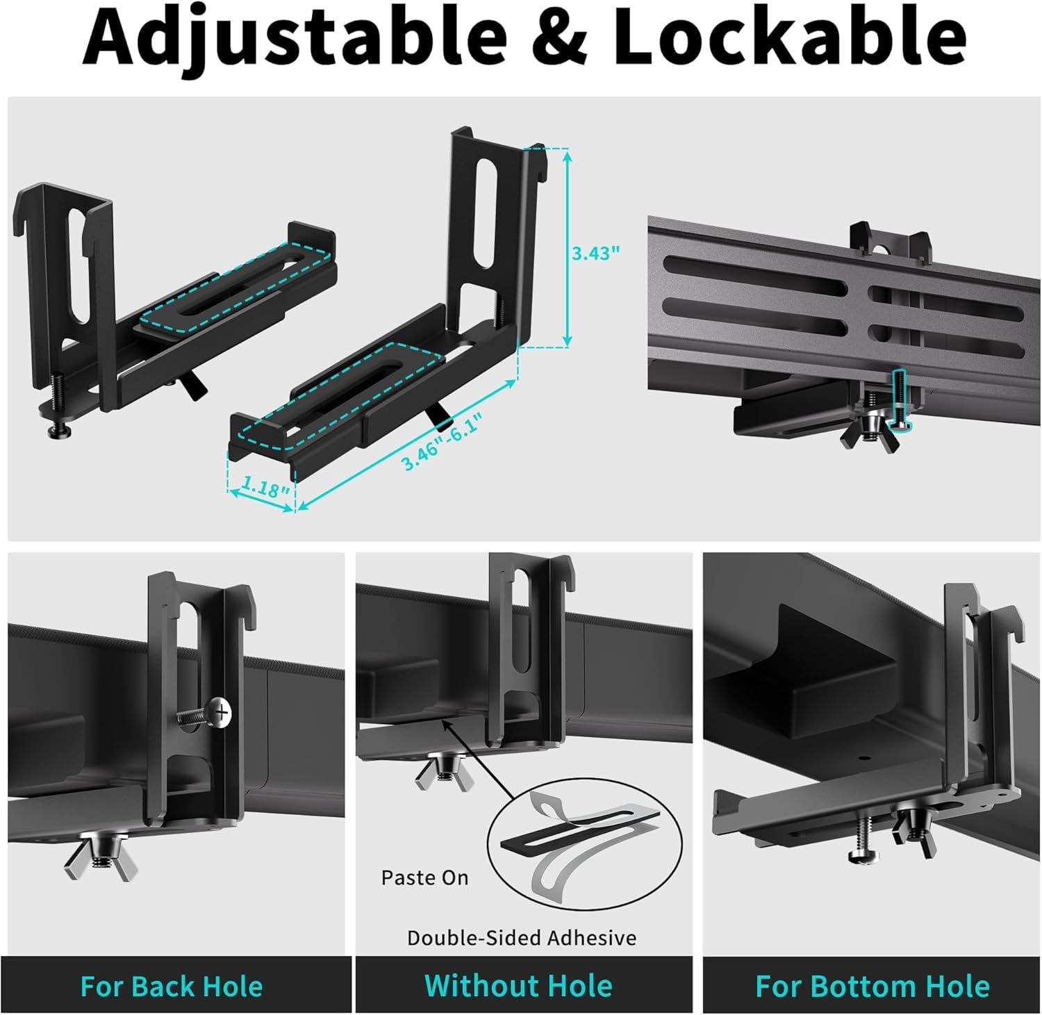 XINLEI SBR501 - Soporte universal para barras de sonido con o sin agujeros, capacidad de carga de 9 kg, barra de sonido extensible para TV, con soporte de zócalo antideslizante, para barra de sonido