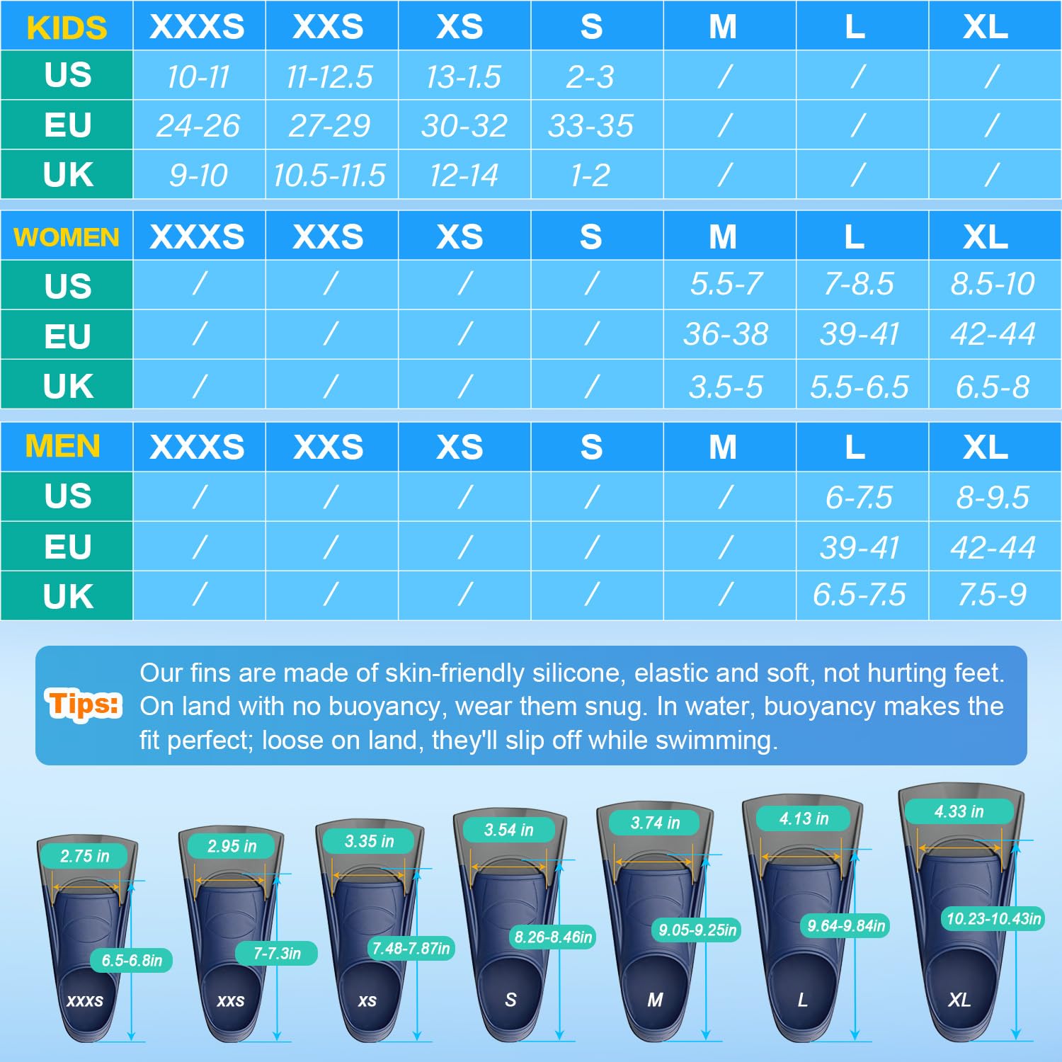 Gintenco Aletas de Buceo, Aletas de Snorkel para Hombres y Mujeres,Freediving y Pesca submarina, Unisex Adulto
