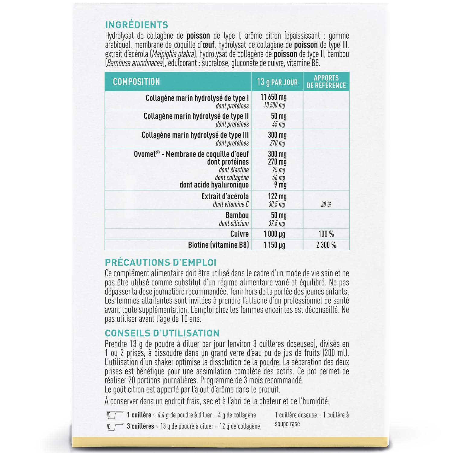 MULTI Collagene - 5 Types de Collagène - GRANIONS Collagène N°1 en Pharmacies - Collagene et Acide Hyaluronique - Marin Poudre - Collagene Marin + Vitamine C - 20 études cliniques - Goût Citron 260 g