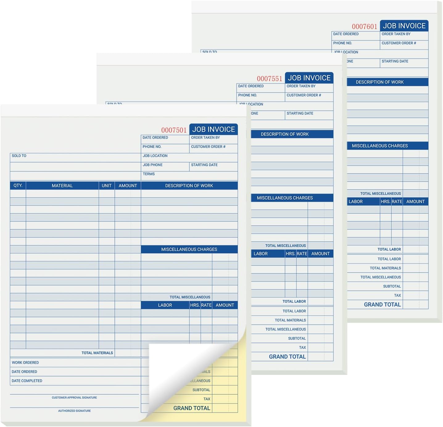 Amazon.com : suituts 150 Sets Job Invoice Forms, 2 Part Carbonless, 8 ...