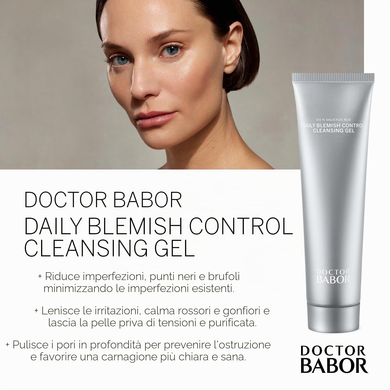 DOCTOR BABOR Daily Blemish Control Cleansing Gel | Gel Detergente Profondo Contro le Impurità della Pelle | Detergente Delicato per Lenire la Pelle | Con lo 0,5% di Acido Salicilico | Vegan | 150ml