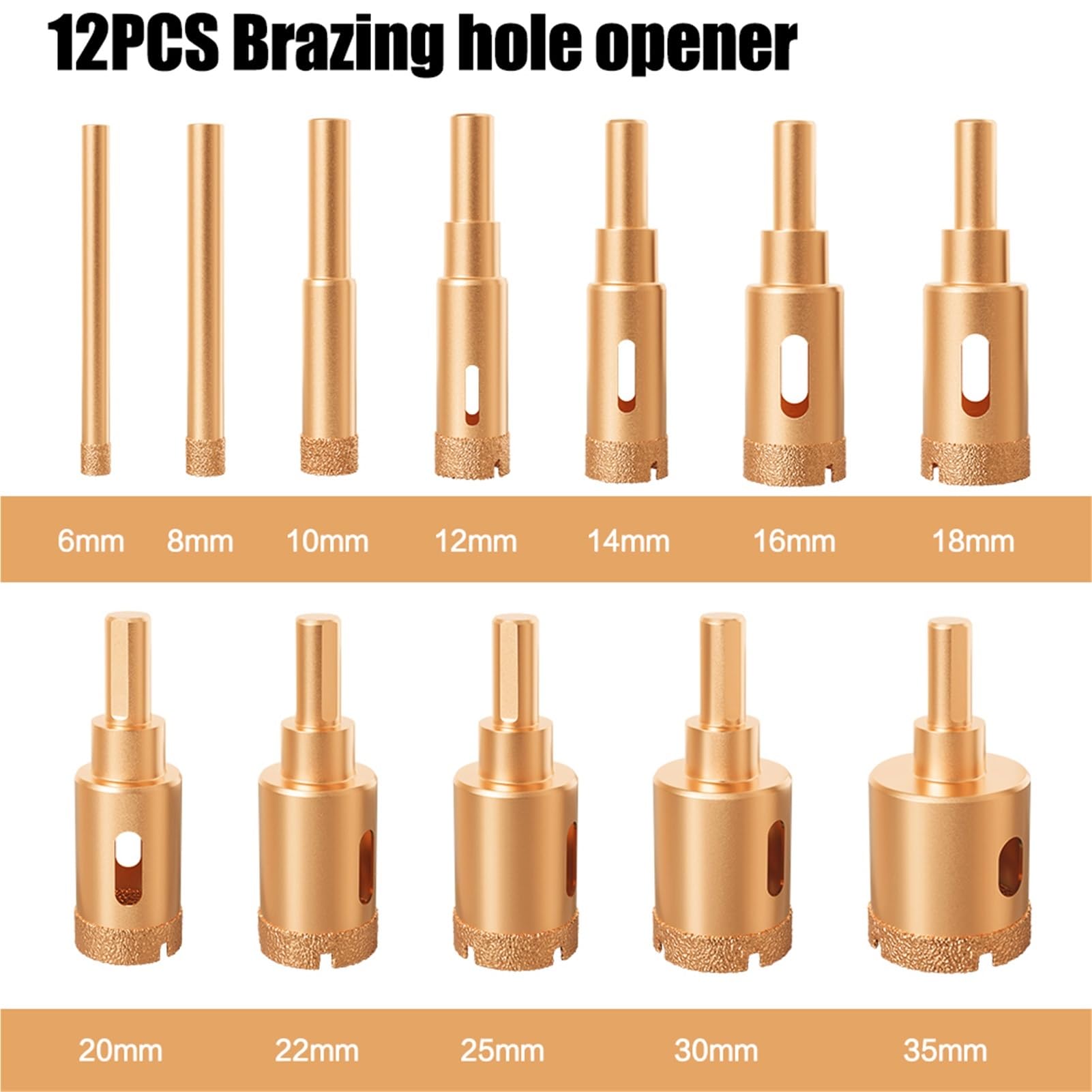 Compatibile con il set di punte diamantate brasate M10 da 12 pezzi