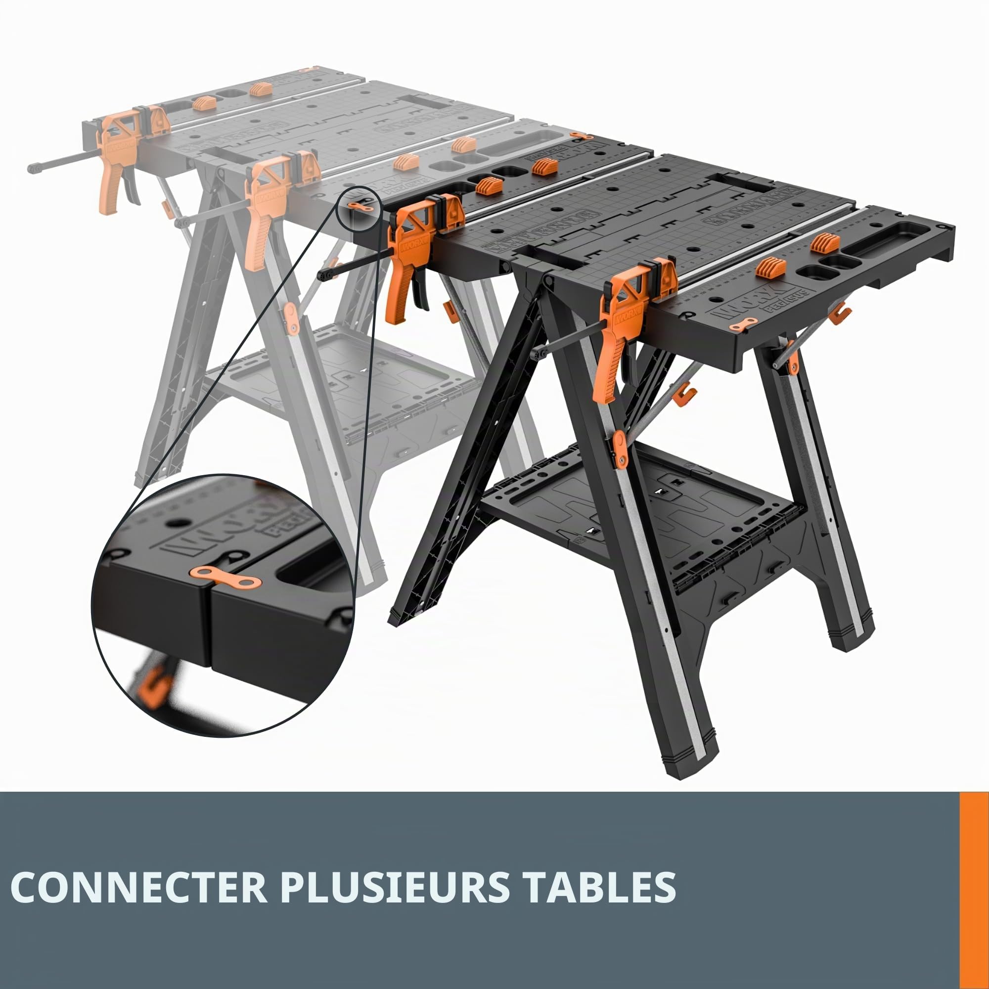 WORX WX051 Pegasus Table de travail pliante et chevalet de sciage
