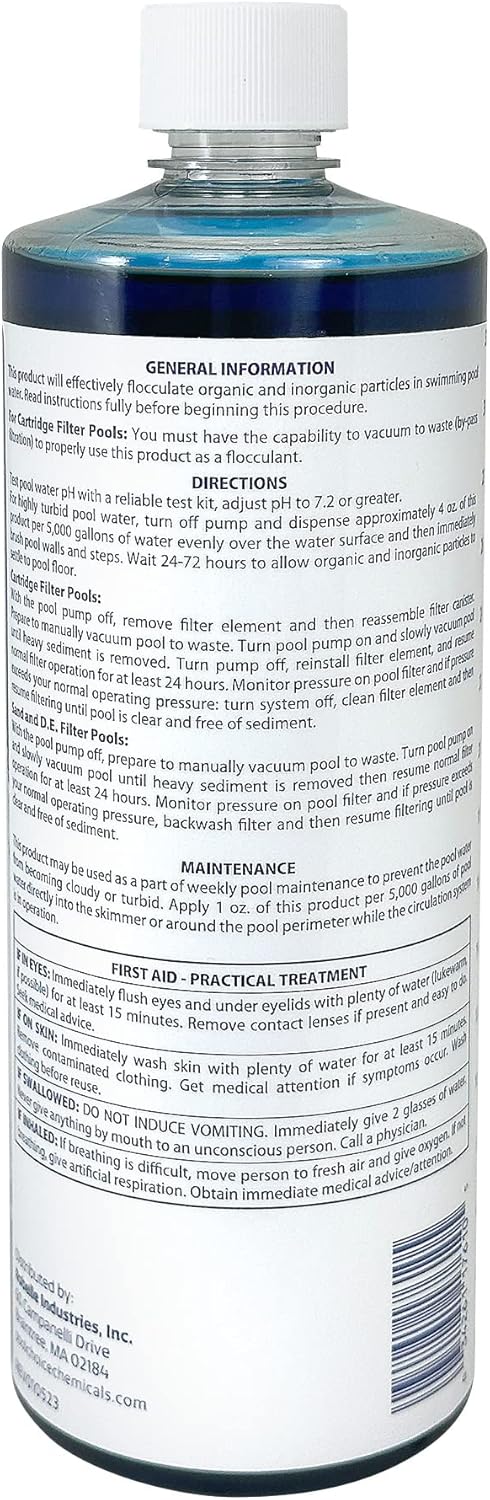 SpaChoice 1-Quart Premium Liquid Flocculant Swimming Pool Clarifier, Pool Clarifier, Made in USA - Image 2