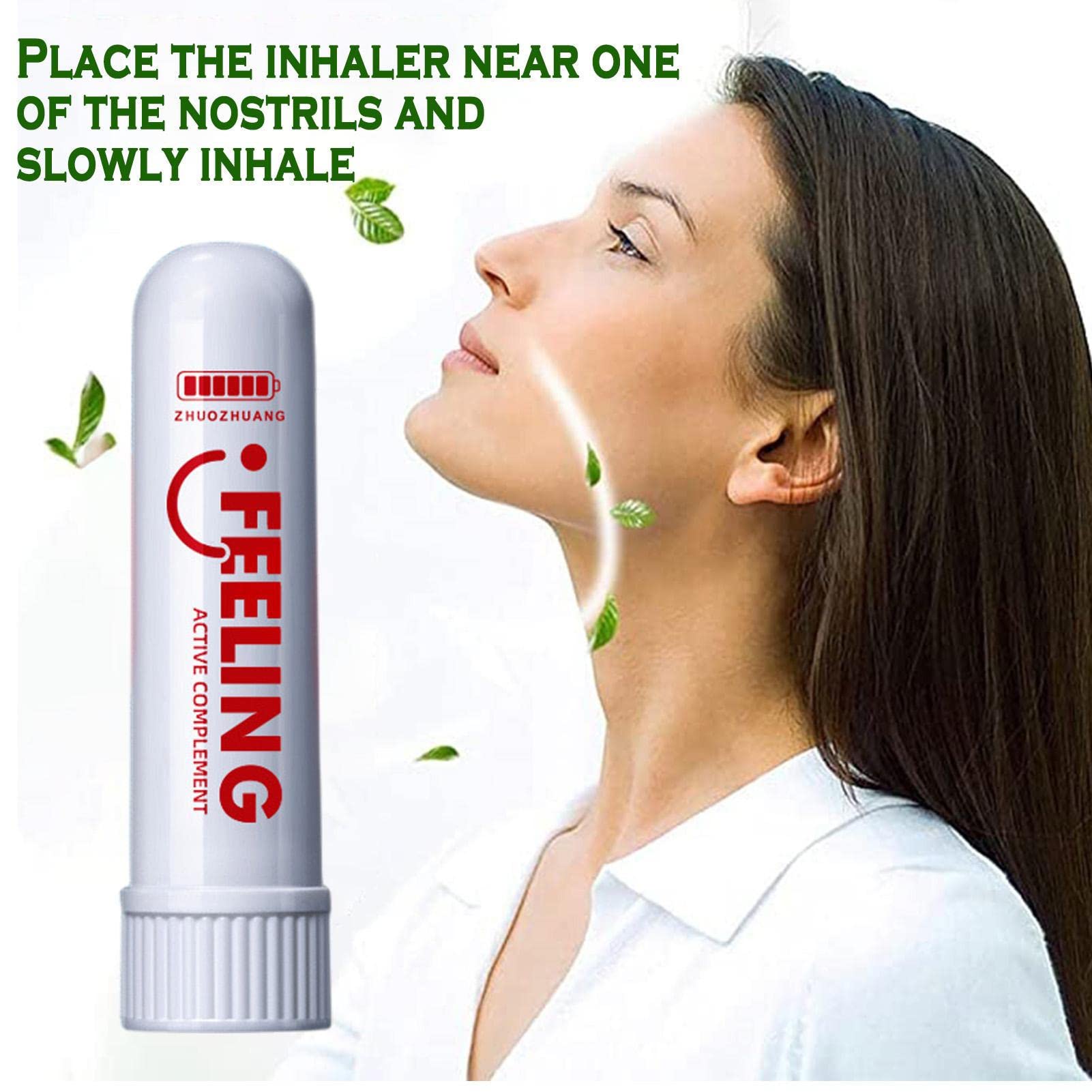 Generisch Inhalator do nosa z miętą do nosa, redukcja stresu, aromaterapia, inhalator do nosa – 1,8 ml inhalator do nosa do odświeżenia umysłu, eliminuje senność, zwiększa koncentrację