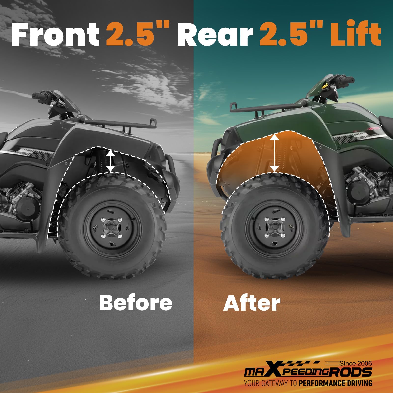 maXpeedingrods Lot de 4 kits de rehausse de 2,5" pour Can-Am Commander/Commander Max à partir de 2012