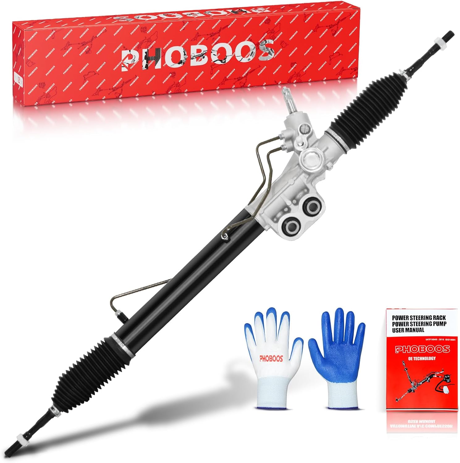 PHOBOOS Hydraulic Power Steering Rack and Pinion Assembly Compatible with Nissan Frontier 2005-2020, Pathfinder 2005-2012, Xterra 2005-2015, 2.4L, 2.5L, 4.0L, 5.6L, New Unit, Direct Fit, Ref. 26-3033