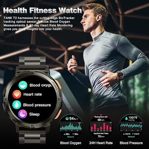 Miniatura 6 de AMAZTIM Relojes inteligentes para hombres, batería extra larga de 60 días, resistente al agua hasta 164.0 ft, llamada Bluetooth militar