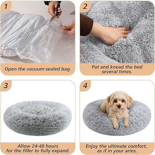 Miniatura 8 de JOLLYVOGUE - Cama calmante para perros y gatos pequeños y medianos, antiansiedad, redonda, suave, acogedora con parte inferior antideslizante,
