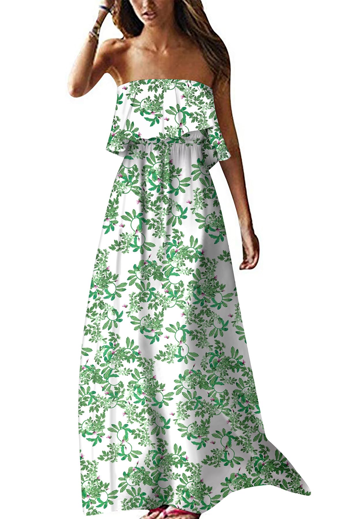 Womens Summer Off Shoulder Maxi Dress Strapless Boho Long Dresses