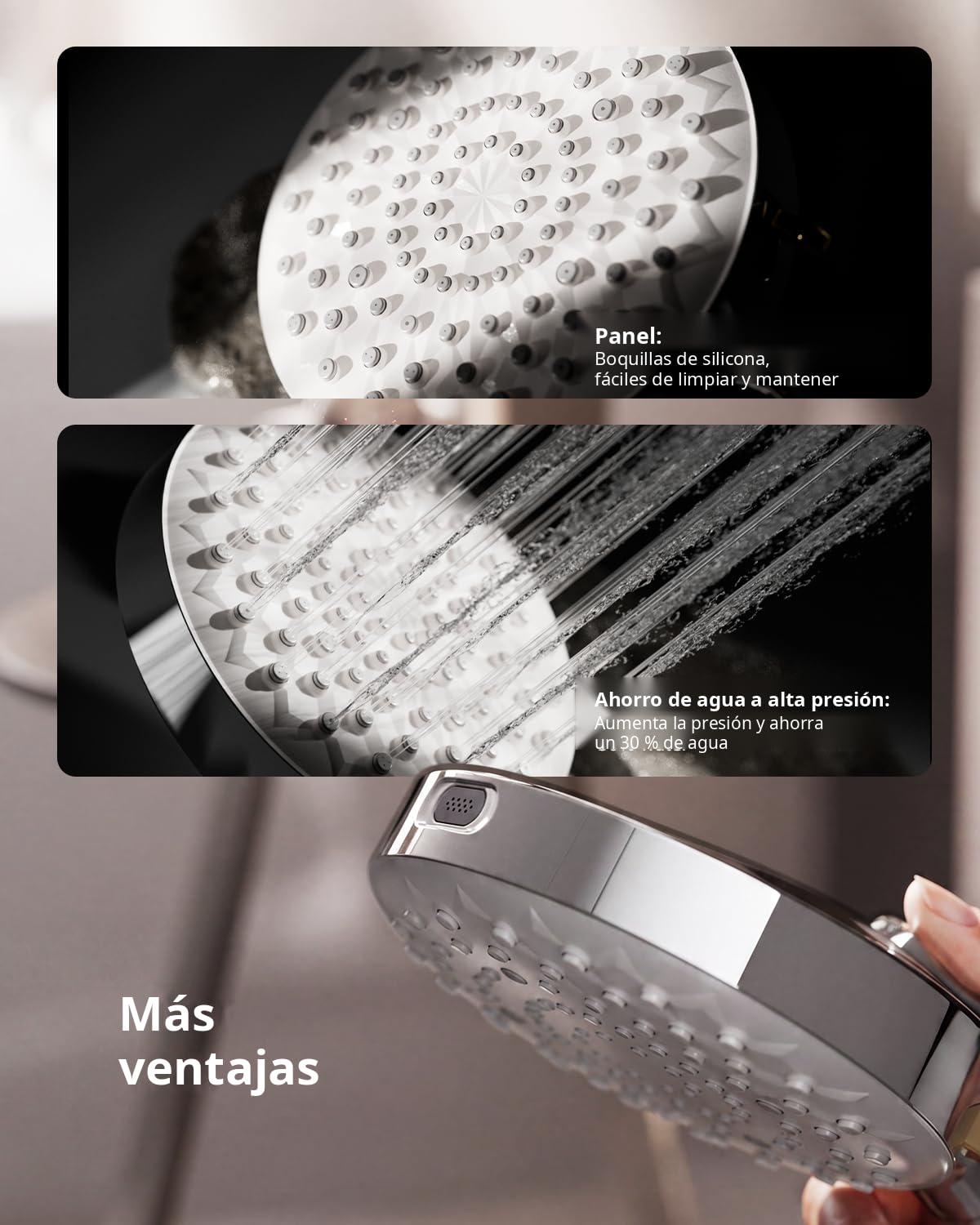 Cobbe Cabezal de Ducha con Filtro y Manguera, 20 Etapas, Alta Presión