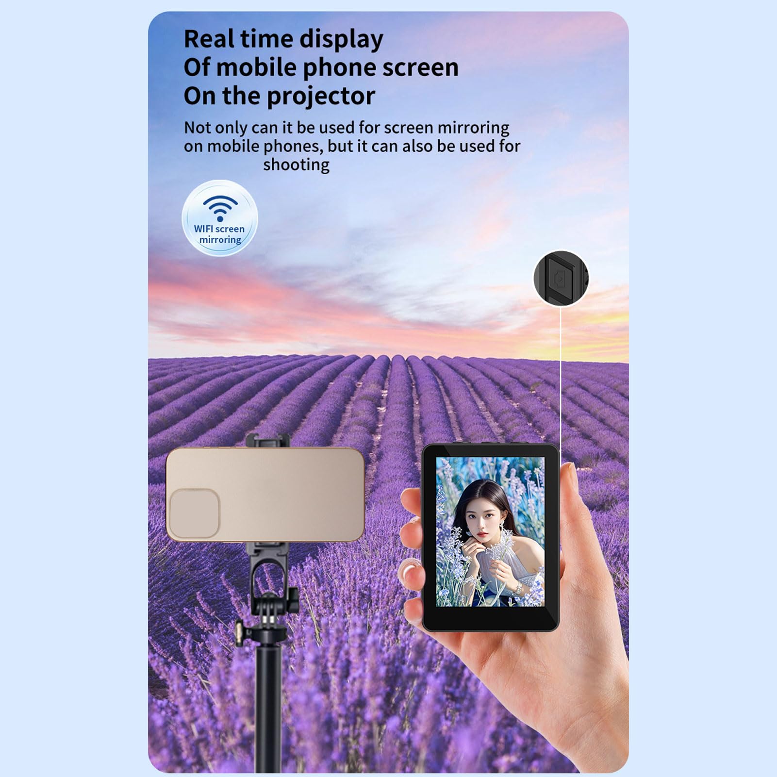Jectse Trípode Automático, Trípode Extensible para Teléfono con Apertura Automática y Pantalla para Selfies WiFi de 2 Pulgadas, Giratorio Vertical y Horizontal de 360° para