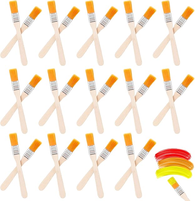 40 PCS Paint Brush Nylon Paint Brushes Chip Paint Brushes Acrylic Paint Brushes Set With Wooden Handle Practical Painting Tools For Art Painting Drawing Cleaning Dust Brushing Glue