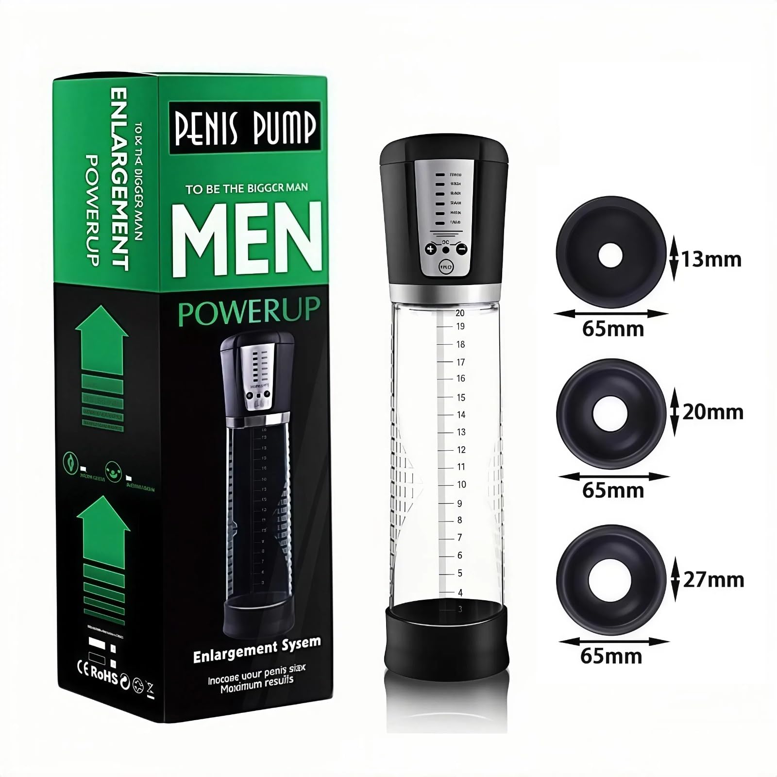 Automatic Penis Pump for Men – Rechargeable Electric Vacuum Pump with 4 Suction Intensities, Smart Pressure Display, Waterproof & Easy to Clean, Male Enhancement Tool，Sex Toys — view 8