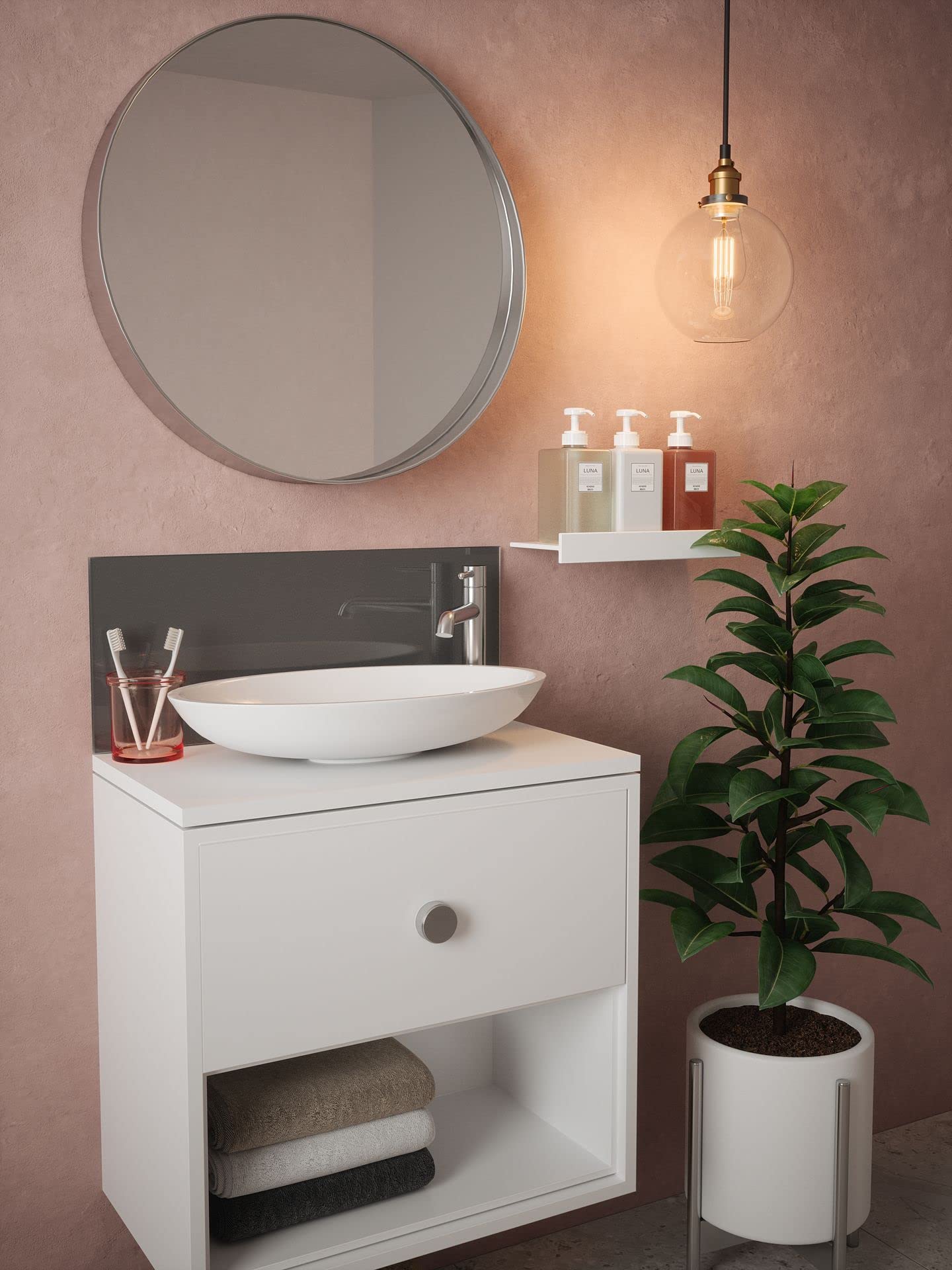 Splash|Back Charcoal Glass Bathroom Splashback 600 X 250 X 4Mm