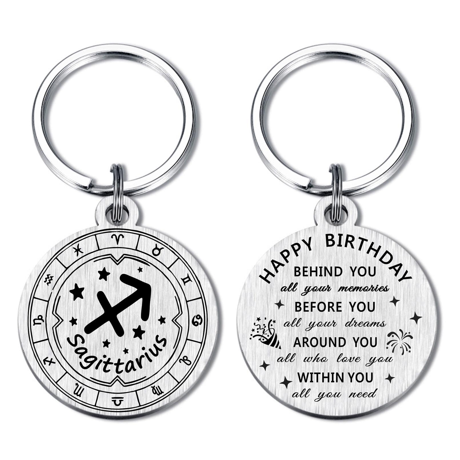 Alotozo Zodiac Keychain - 12 Constellations Birthday Gifts for Men Women - Virgo Libra Scorpio Sagittarius Bday Keyring