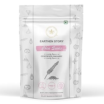 Earthen Story Certified Organic Chia Seeds 500g | Raw Chia seed, rich in Omega 3 & fibre | Plant protein, gluten free, immunity booster, probiotics for gut health - image, photos