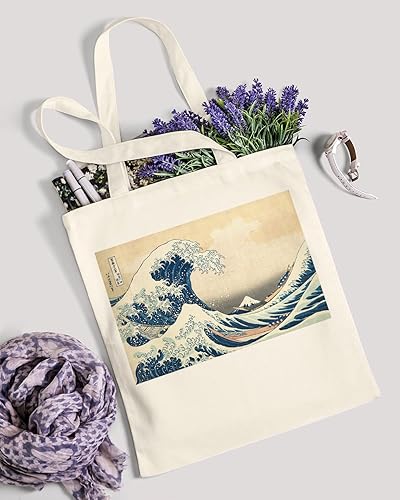 Miniatura 7 de AUSVKAI Bolsa de lona estética para mujer, lindas bolsas de algodón reutilizables de tela para ir de compras, playa, regalos de moda