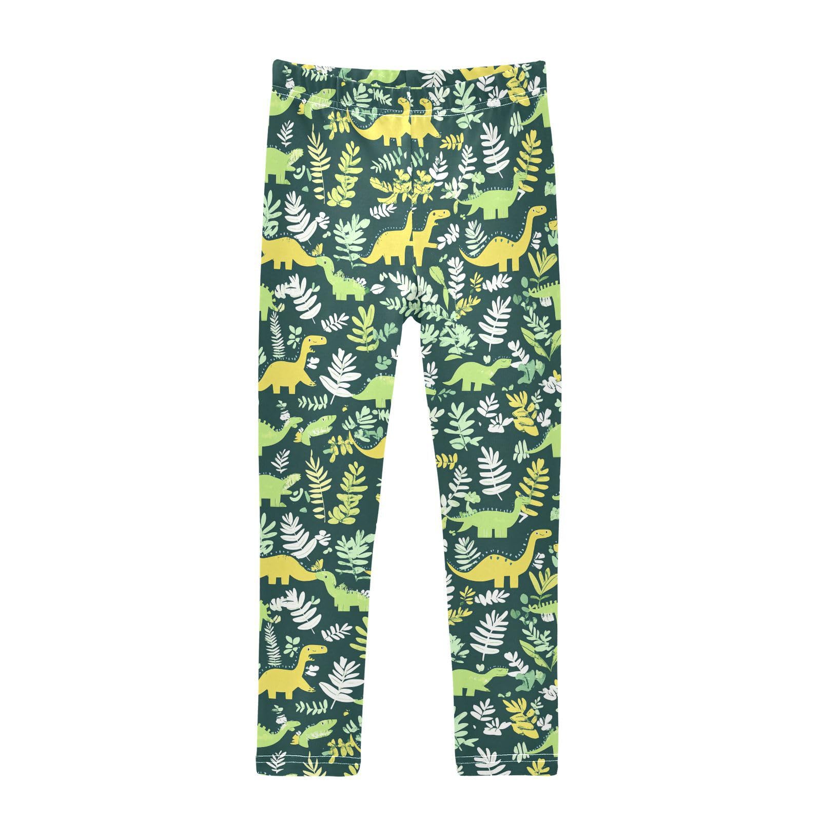 Wusikd Green Dinosaurs Girls' Leggings Toddler Doodles Cute Kids Yoga Pants Dance Active Tights 4T