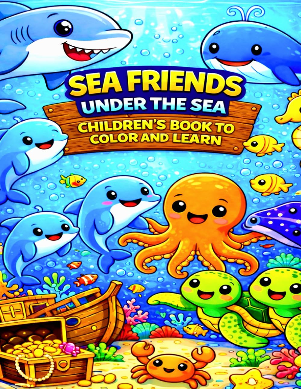 Sea Friends Under The Sea: Children's Book to Color and Learn (Adventures Under the Sea Collection)