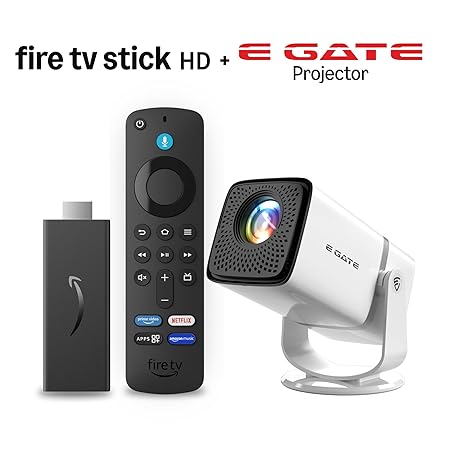 Amazon Fire TV Stick HD and E GATE Atom 3X Projector Combo