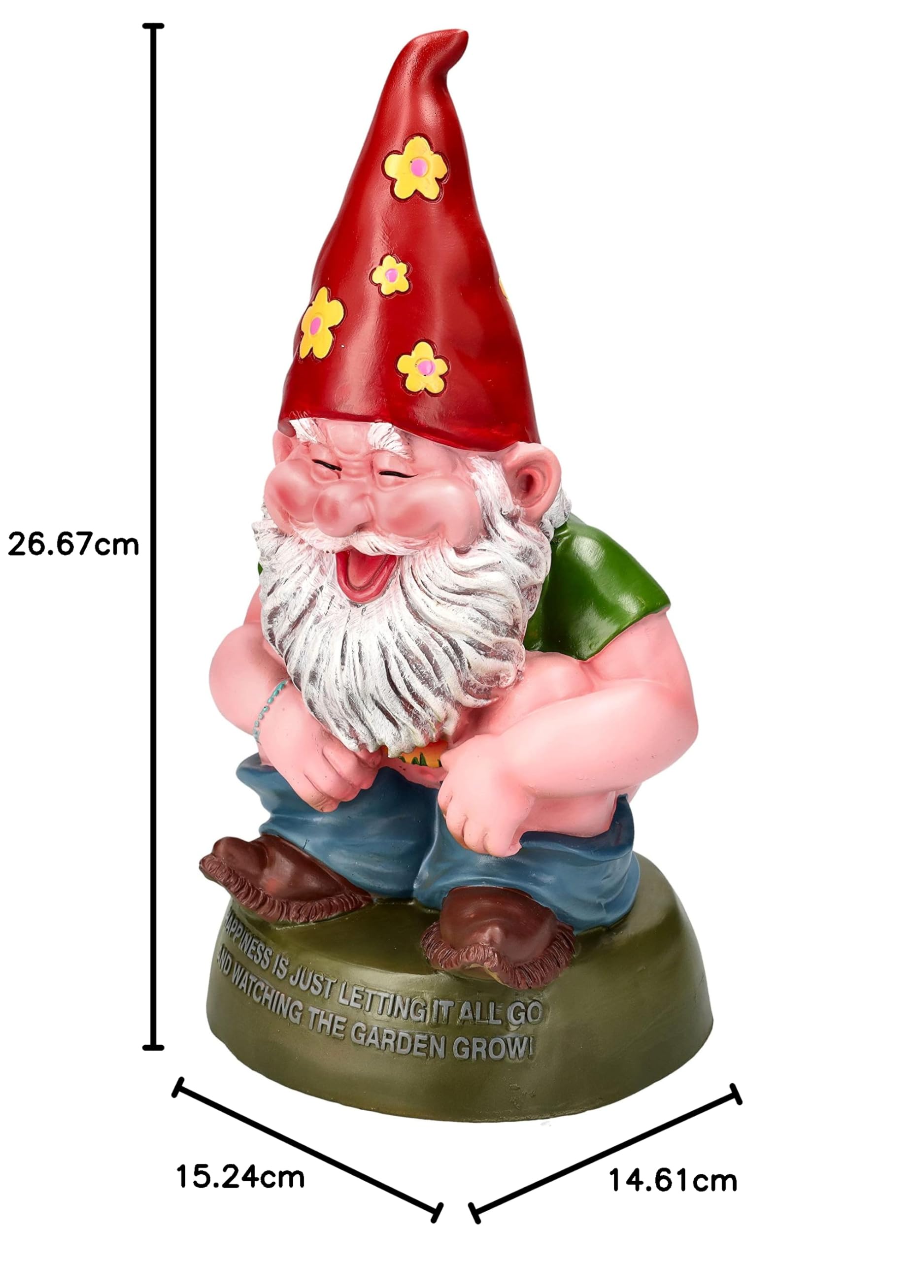 Pacific Giftware Gartenzwerg Figur Hippie Macht in den Garten 28 cm | Garten Zwerg Statue lustig witzig