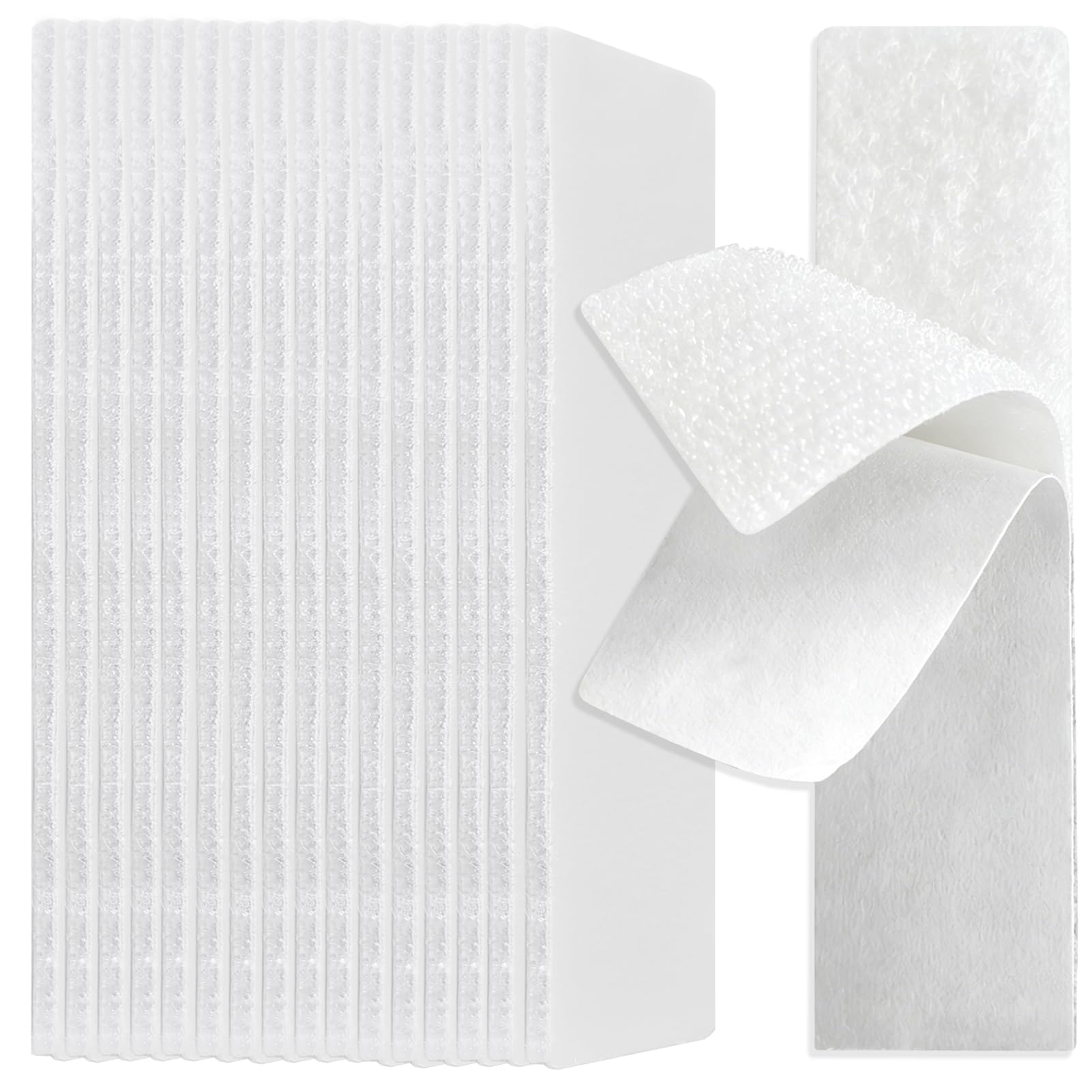 YIYINOE Self Adhesive Hook and Loop Strips, White, 1x4 Inch, 32 Sets