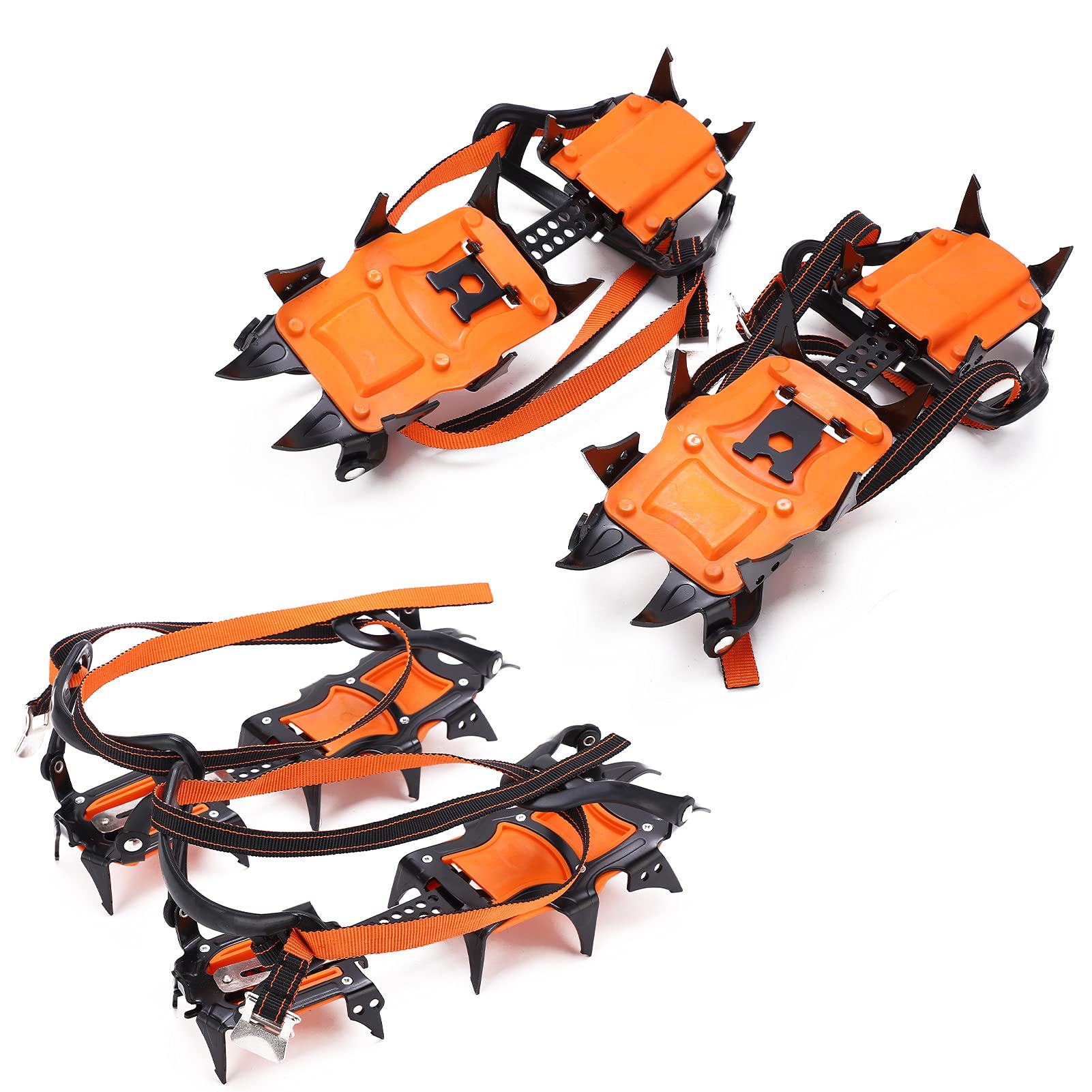 Crampons de Randonnée en Acier, Crampons à Glace Professionnels à 12 Dents, Crampons à Glace pour Chaussures de Neige D'hiver, Pointes de Traction Universelles Antidérapantes pour la Randonnée