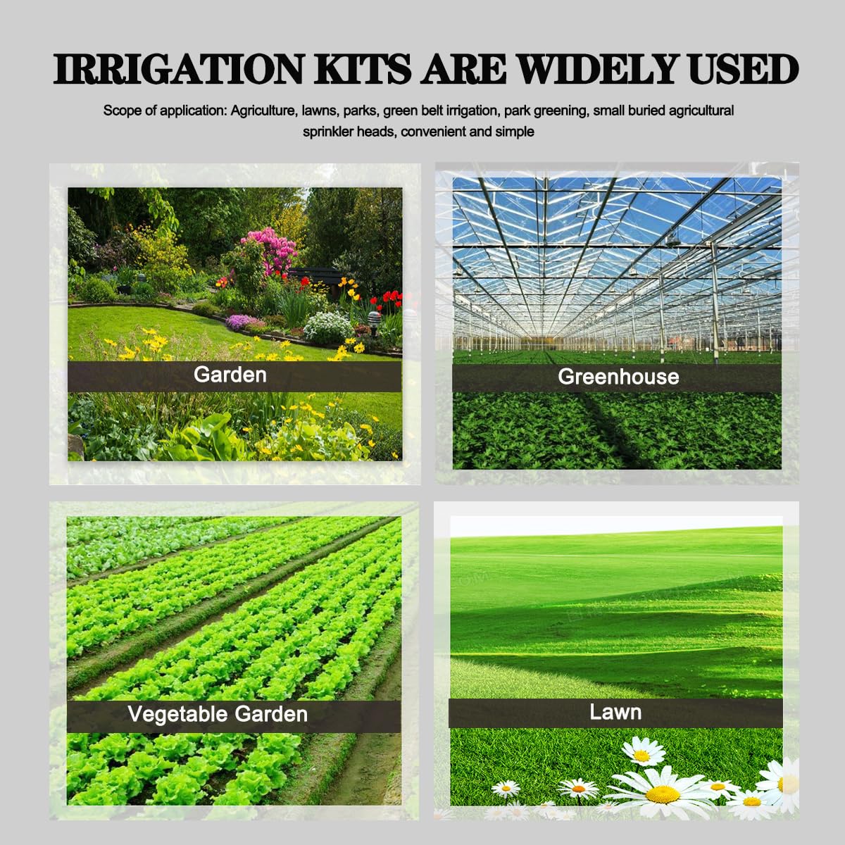 Kit di irrigazione a goccia da 82 m, emettitore di irrigazione a goccia da 1/4", emettitore di irrigazione a goccia a forma di ventola, sistema di irrigazione a goccia automatico a connessione rapida