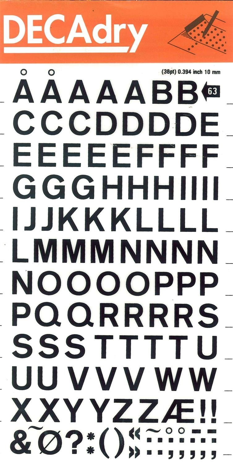 Transferable Letters and Numbers, Black, Letters, 10 mm, Black