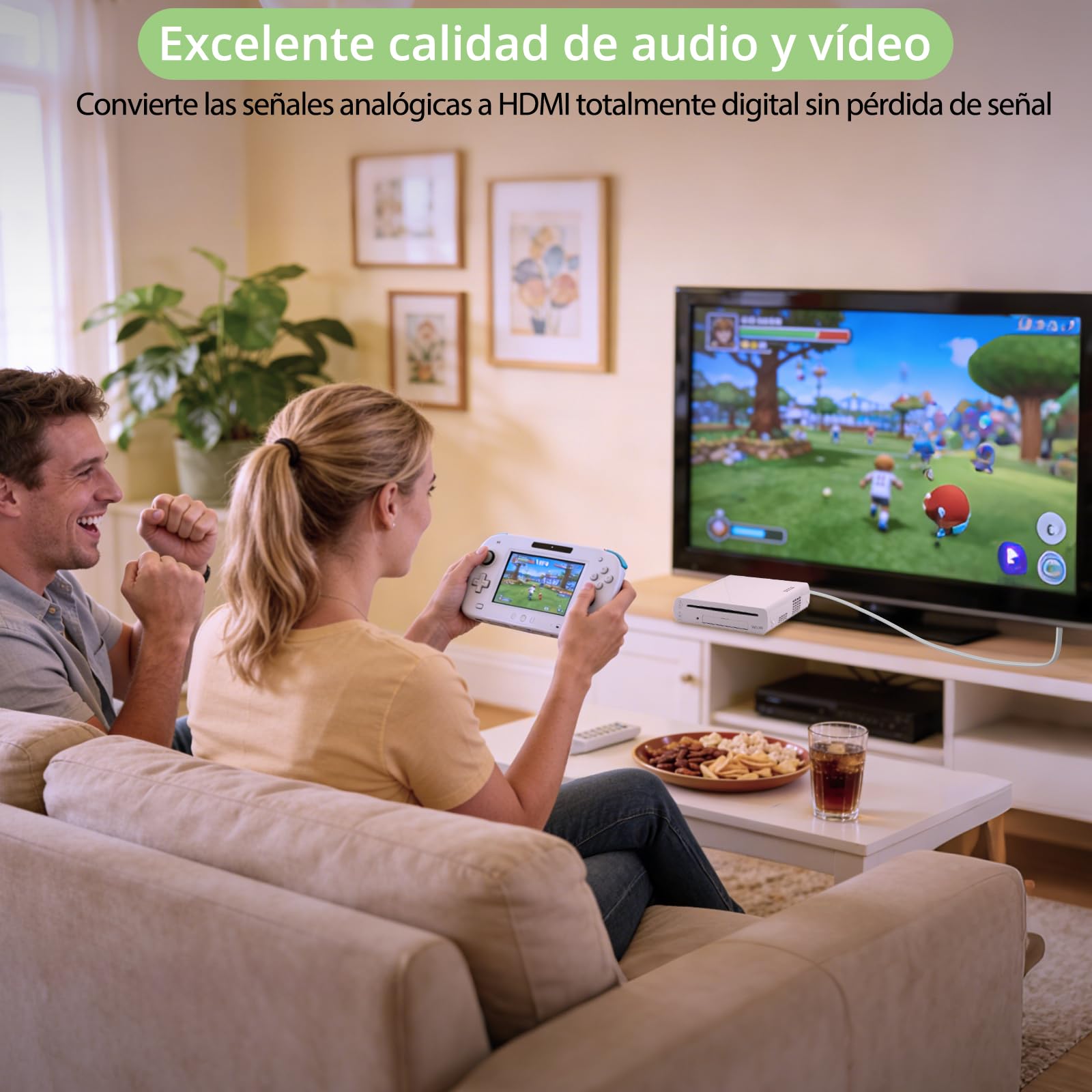 Convertidor Wii a HDMI 1,5 Metros, Adaptador de Wii a HDMI 1080P/720P para HDTV, Monitor y Proyector, Compatible con NTSC 480i 480p PAL 576i, Plug and Play