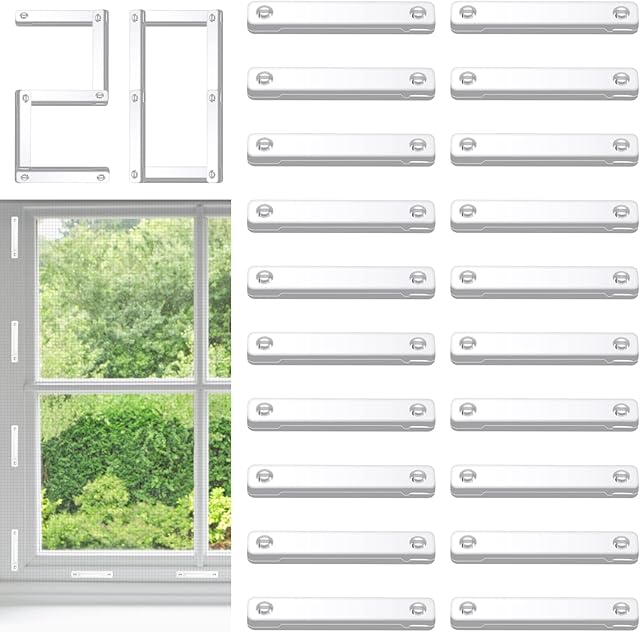 Magnetic Strips Self Adhesive Fixings for Fly Screens Windows, 20PCS Magnetic Clips for Window Net Magnet Screen Buckle for Door Curtain Fly Screen,Insect Mesh, Windoow Mosquito Net (White)