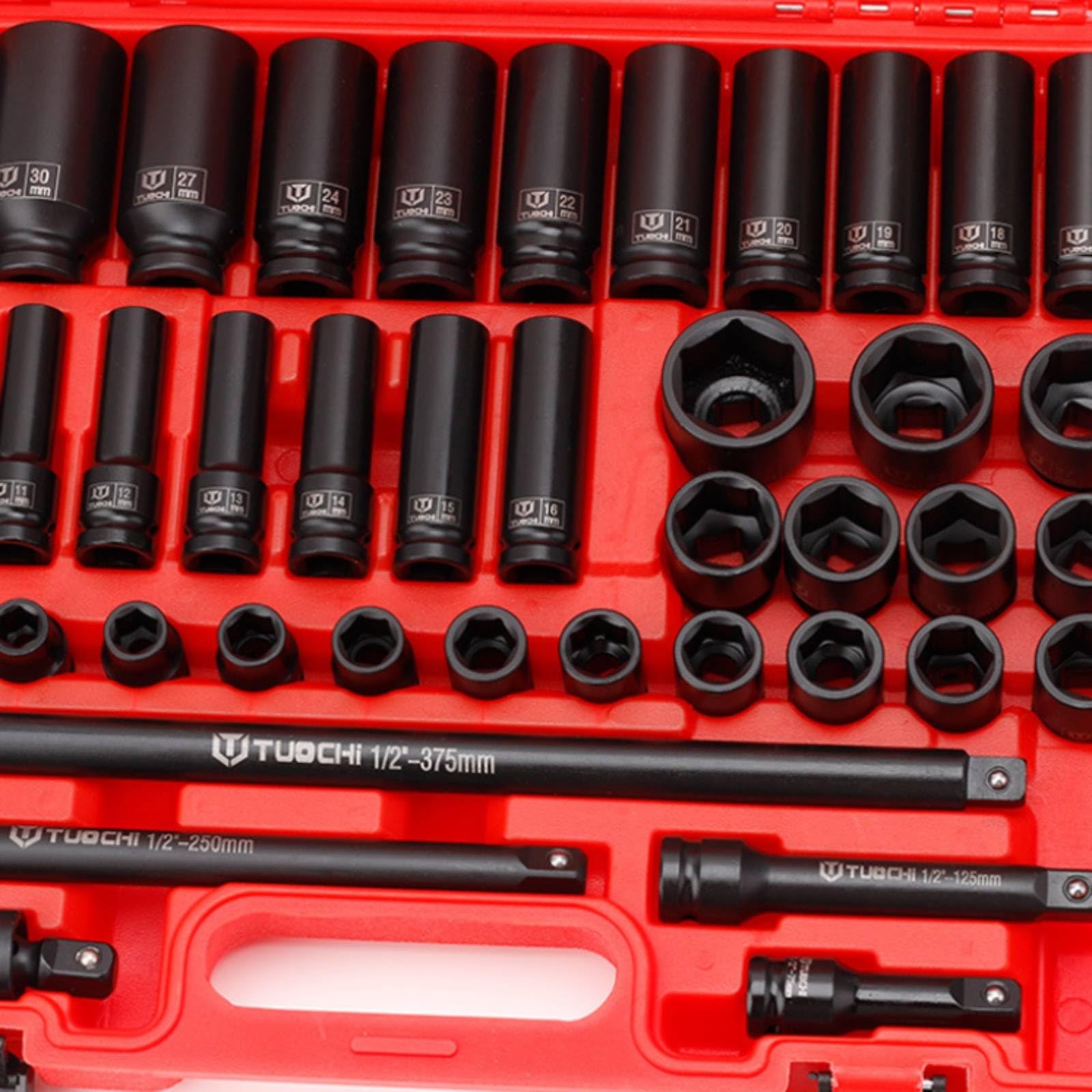 63 Pieces Kit Bussole 63 Pezzi Giunto Universale Set Bussole 1/2 Pollice Adattatori Attrezzi, Set Di Bussole Esagonali Da 63 Pezzi Per Avvitatore Ad Impatto
