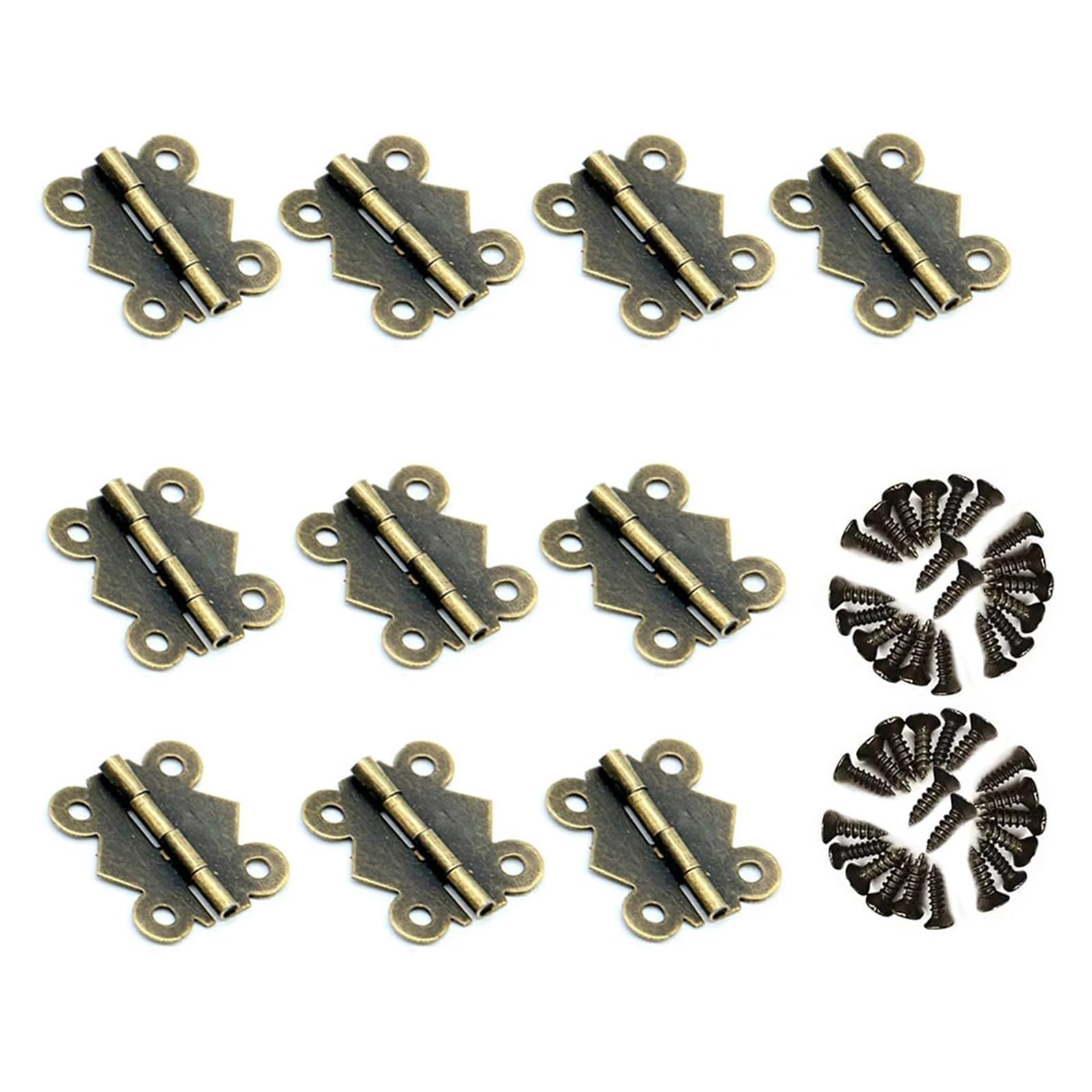 10Pcs Butterfly Shape Hinge with Screws Antique Bronze/Golden Vintage Wooden Jewelry Iron for Box(Bronze,25x30mm)